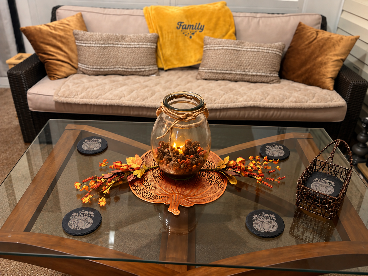 Engraved Pumpkin Slate Coasters| Slate Coaster | Fall Home Decor - Limited Time
