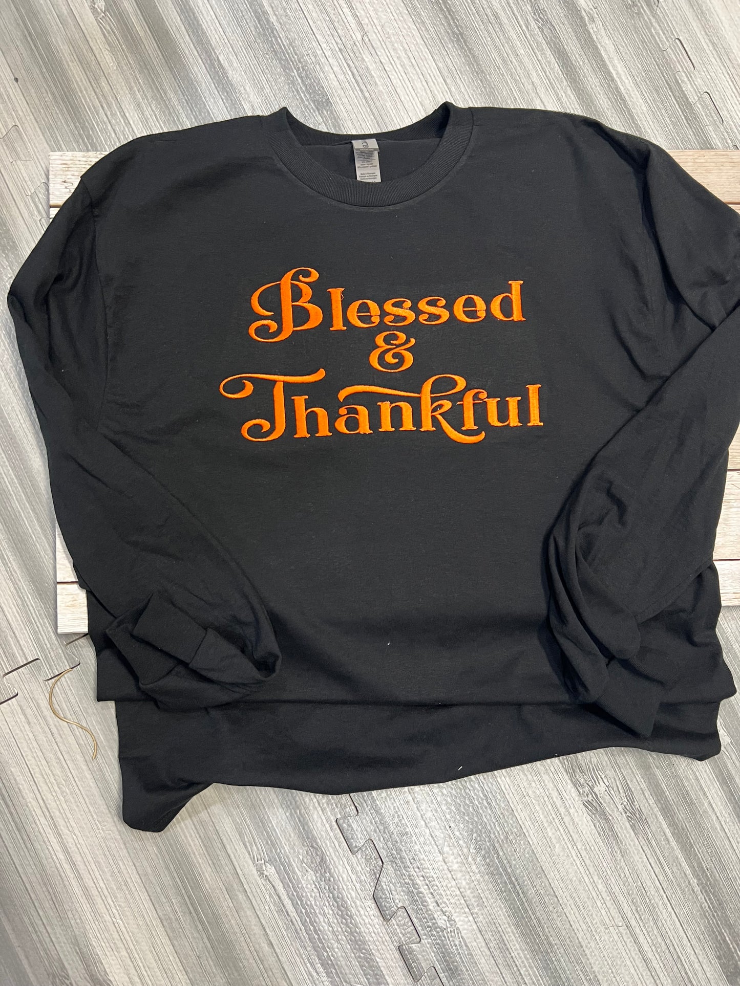 Bless and Thankful embroidered Holiday Sweatshirt