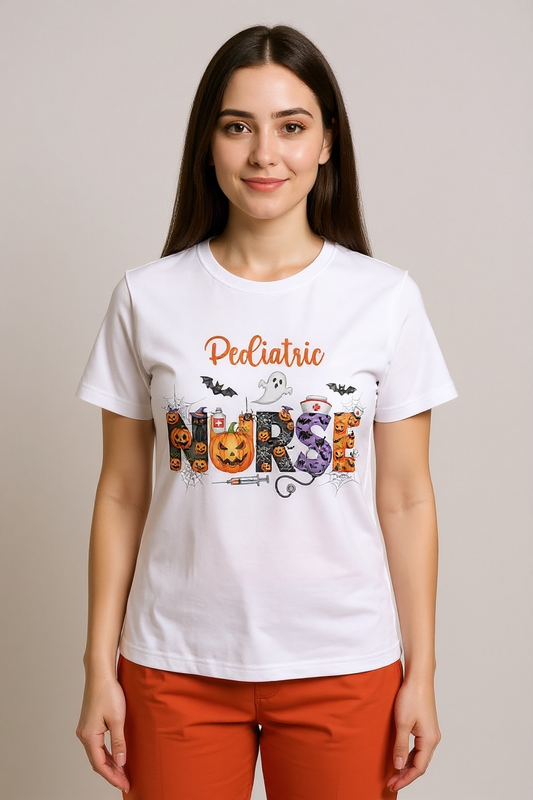 Cute Halloween Nurse Tee | Fun Medical Staff Shirt for October Shifts