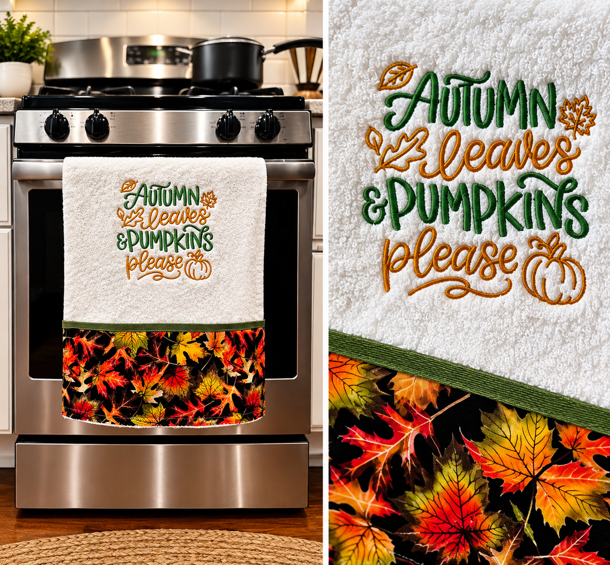 Autumn Embroidered Kitchen Towel | DBD Embroidery