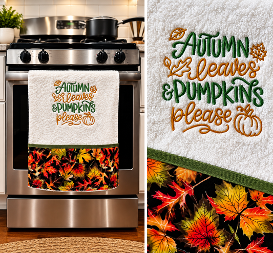Autumn Embroidered Kitchen Towel | DBD Embroidery