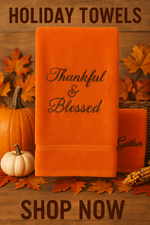 🧵 Thankful & Blessed – Holiday Embroidered Towel 2pc Set