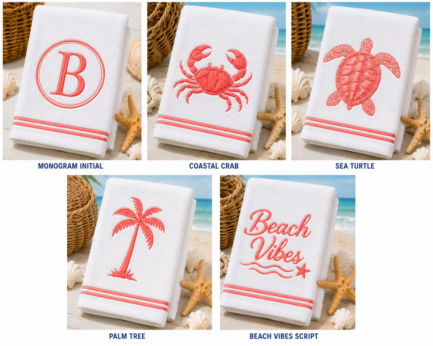 Coastal Collection Embroidered Beach Towels
