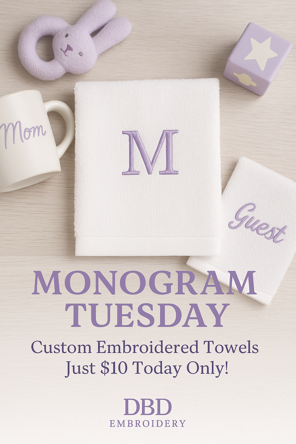 Monogram Finger Tip Towels- Initials only