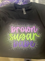 Brown Sugar Babe Embroidered Rhinestone T-Shirt