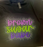 Brown Sugar Babe Embroidered Rhinestone T-Shirt