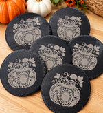 Engraved Pumpkin Slate Coasters| Slate Coaster | Fall Home Decor - Limited Time